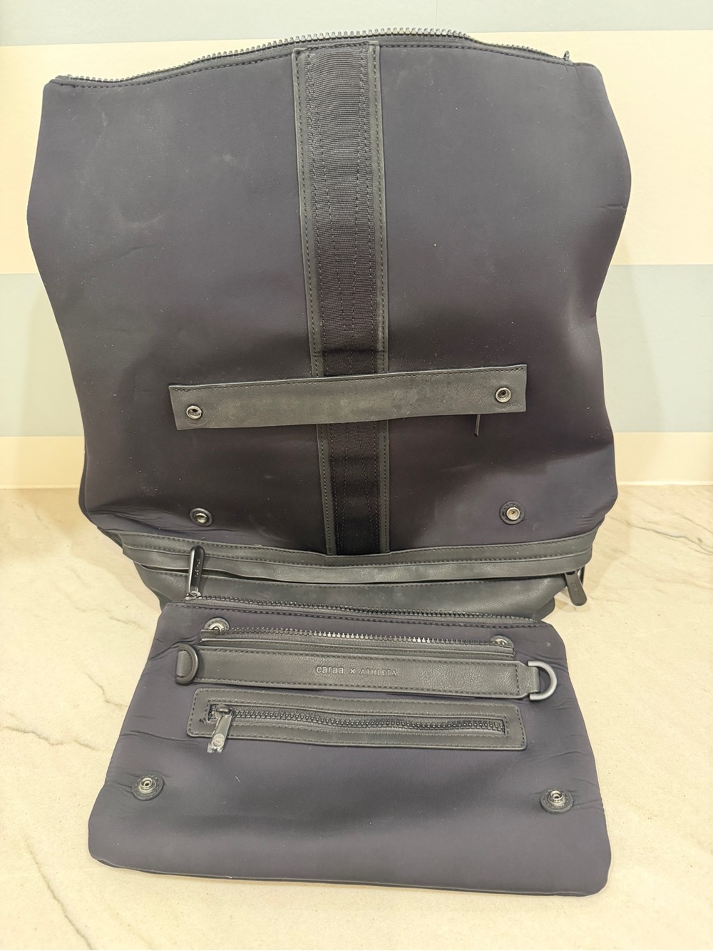 Athleta X Caraa Black Nylon Backpack with detachable mini bag